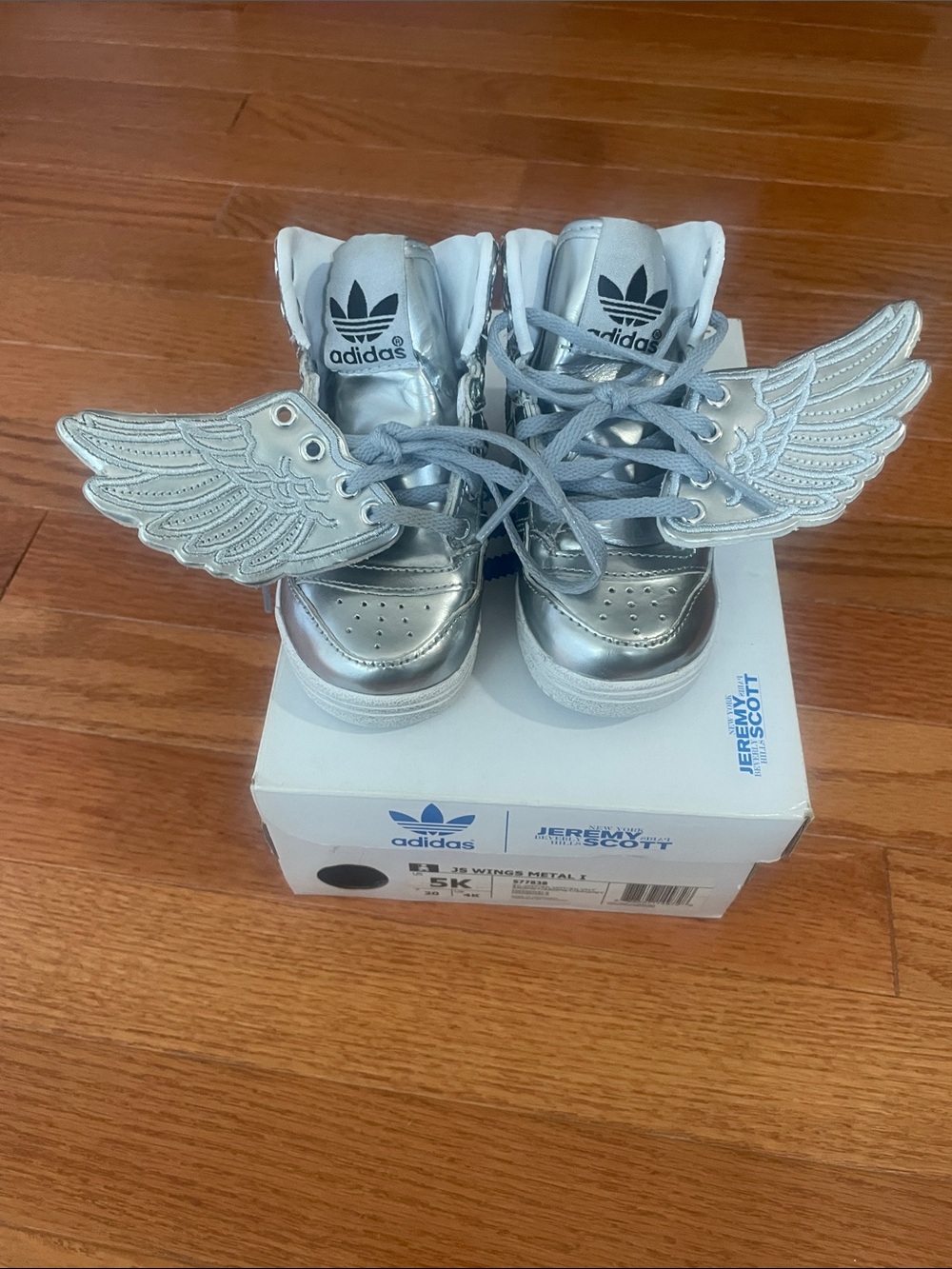 Jeremy Scott x Adidas Kids Silver Wing High-Top Sneakers